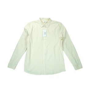 NWT APRAW Shirt Mens Large Ivory Linen Cotton Blend Long Sleeve Button Down‎